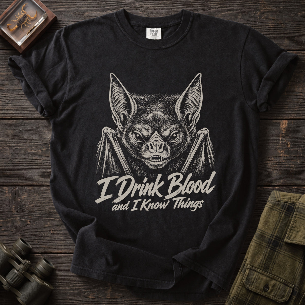I Drink Blood Vampire Bat T-Shirt - Unsung Wild