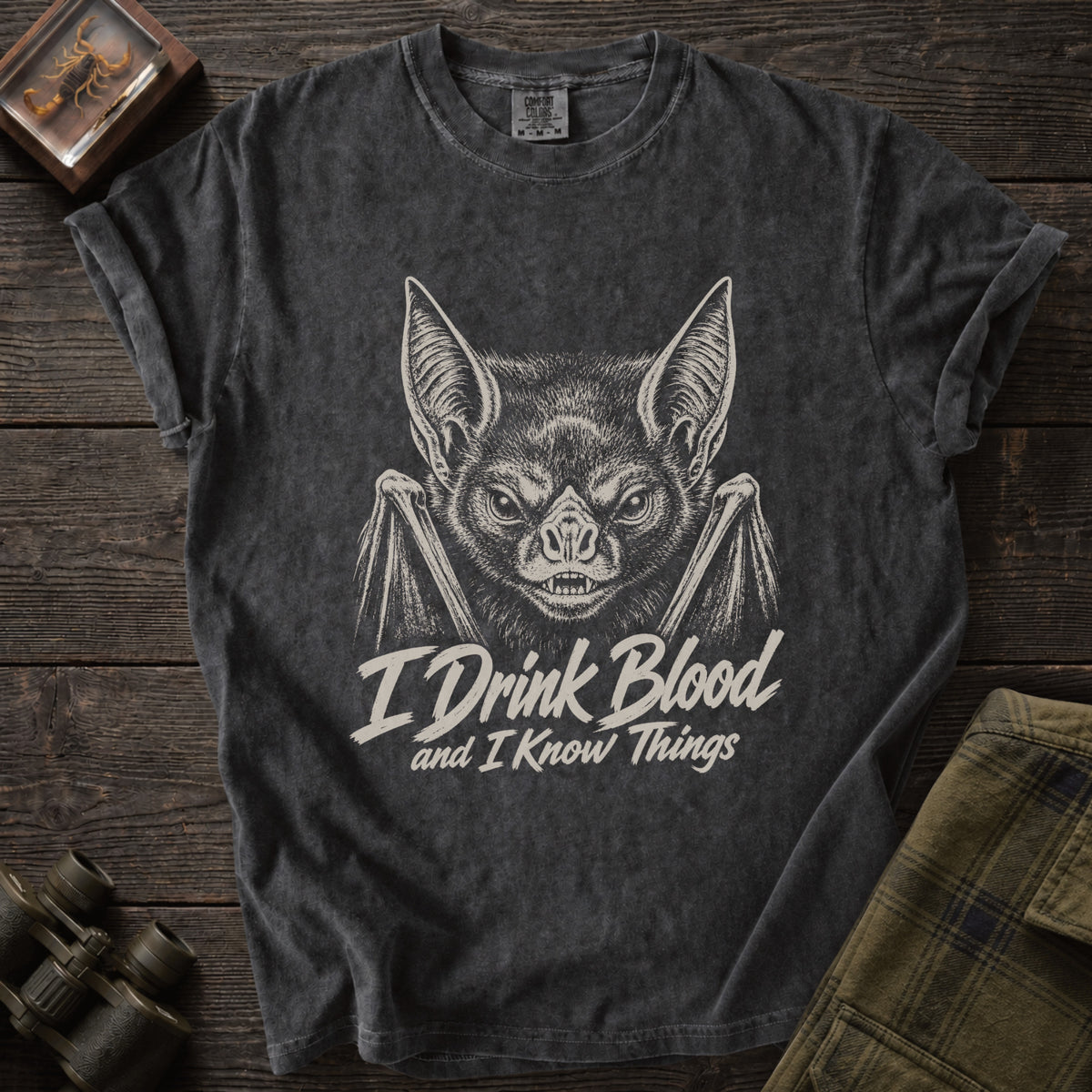 I Drink Blood Vampire Bat T-Shirt - Unsung Wild