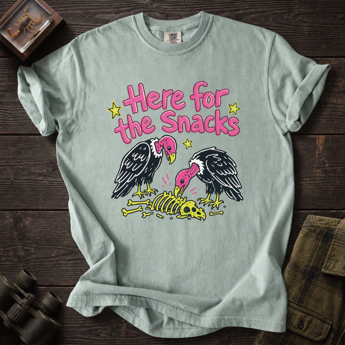 Here for the Snacks Funny Vulture T-Shirt - Unsung Wild