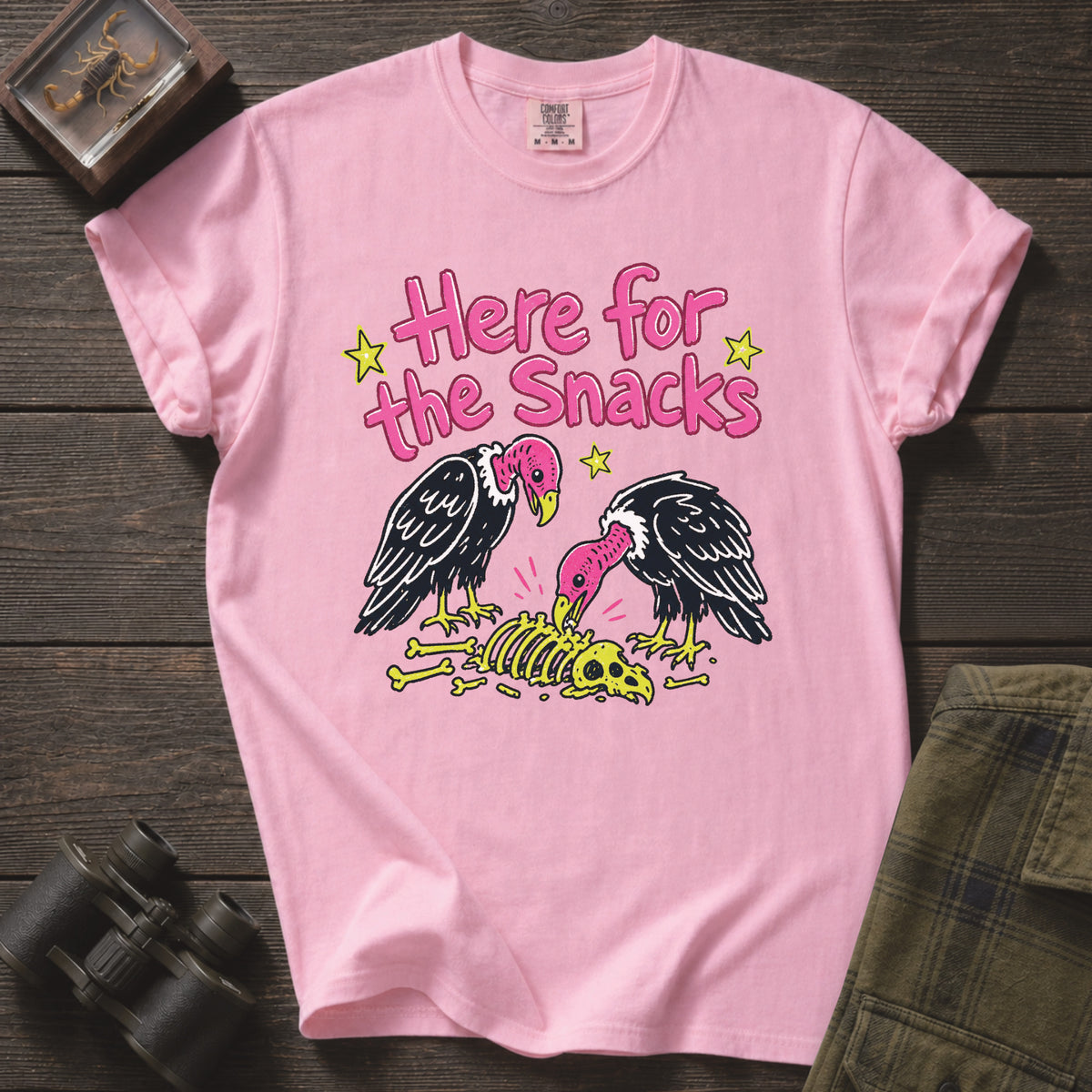 Here for the Snacks Funny Vulture T-Shirt - Unsung Wild