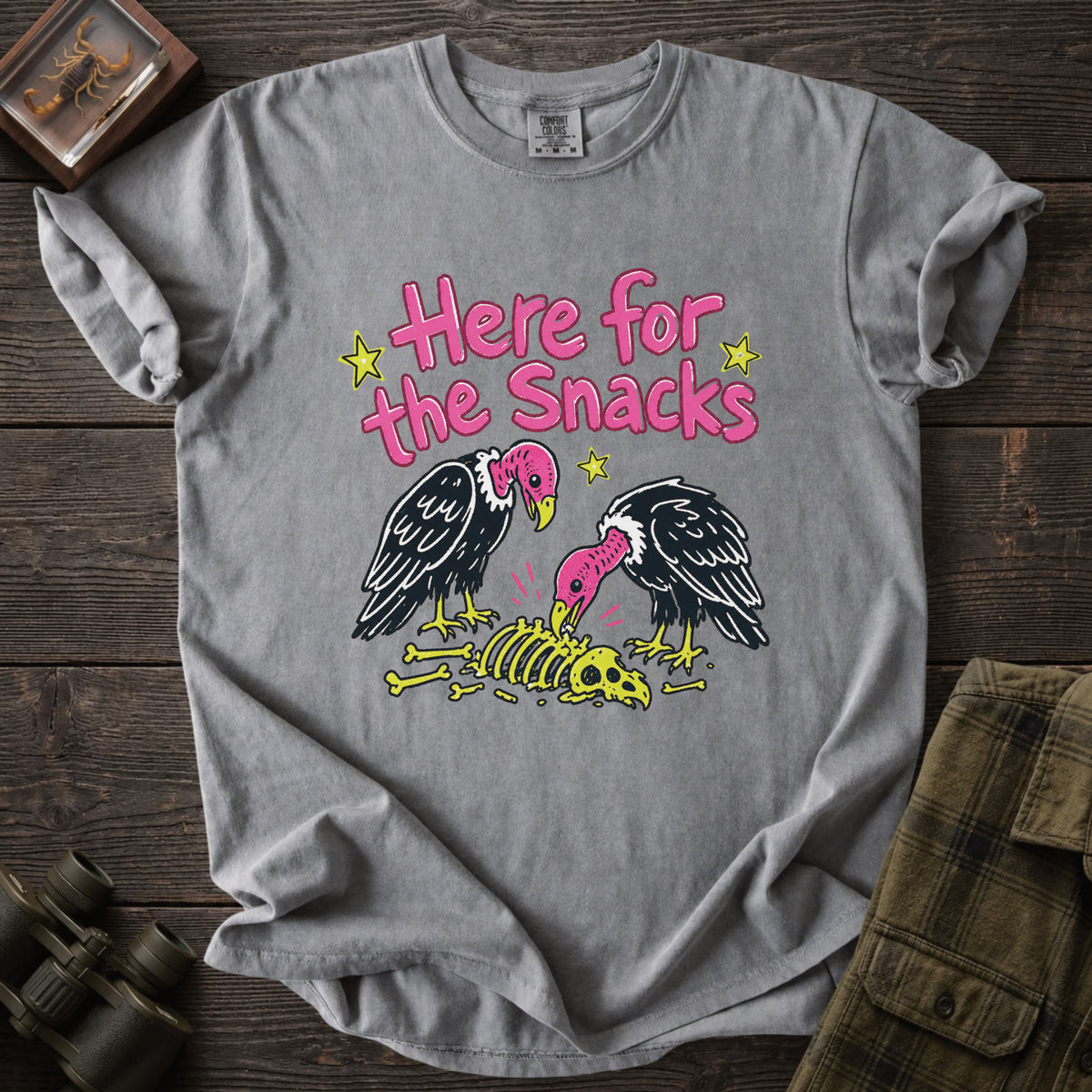 Here for the Snacks Funny Vulture T-Shirt - Unsung Wild