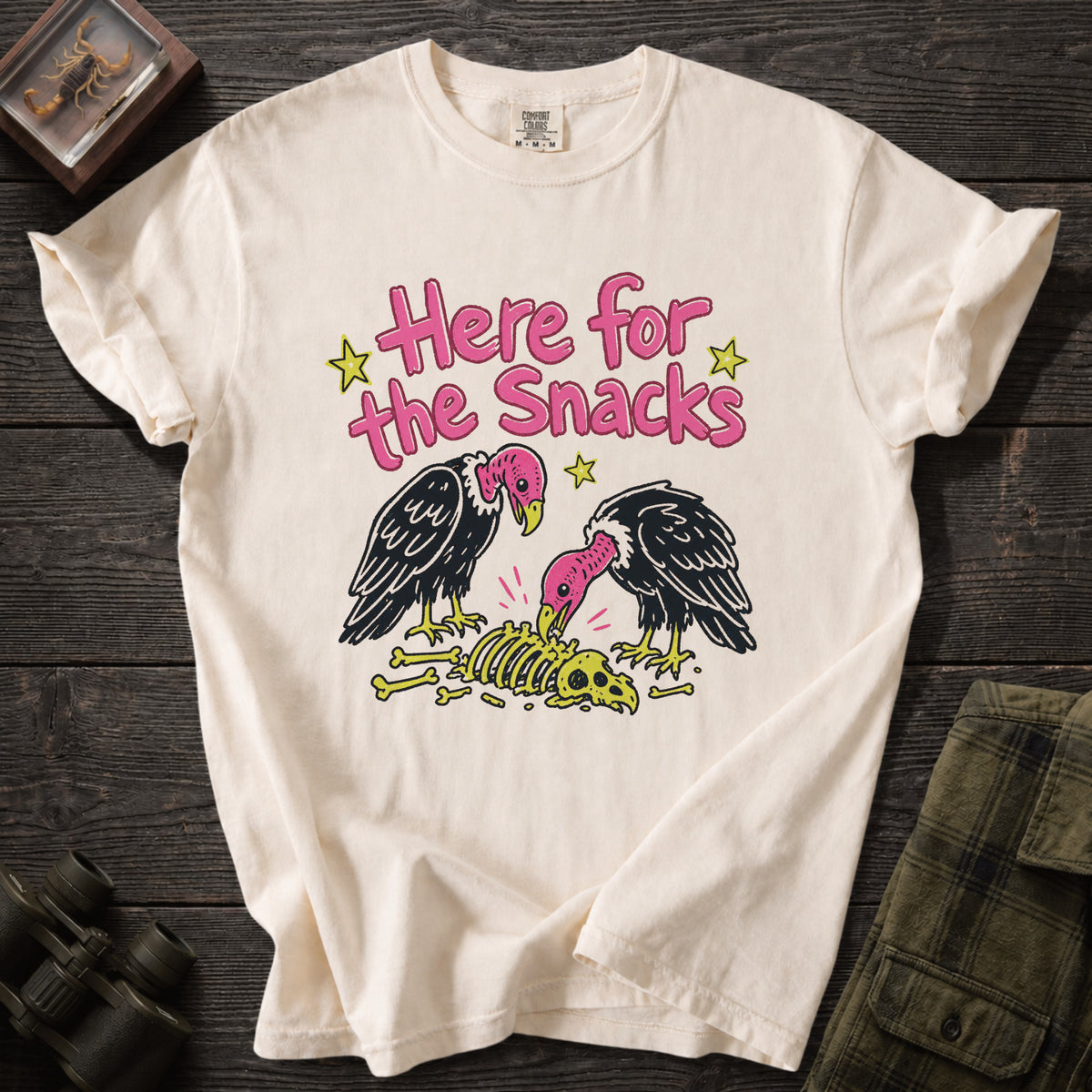 Here for the Snacks Funny Vulture T-Shirt - Unsung Wild