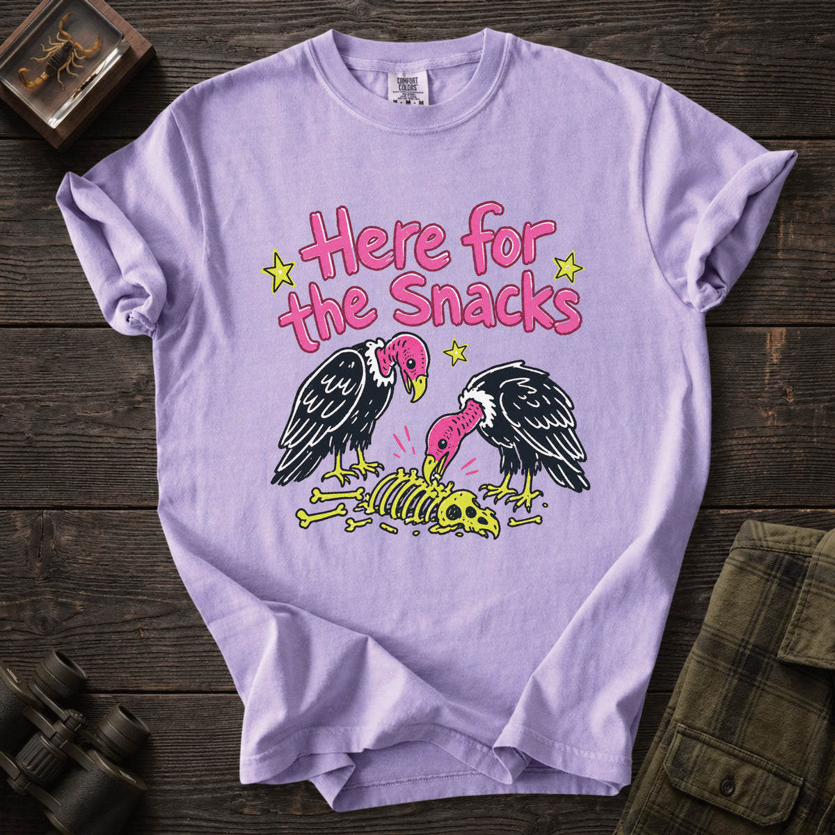 Here for the Snacks Funny Vulture T-Shirt - Unsung Wild