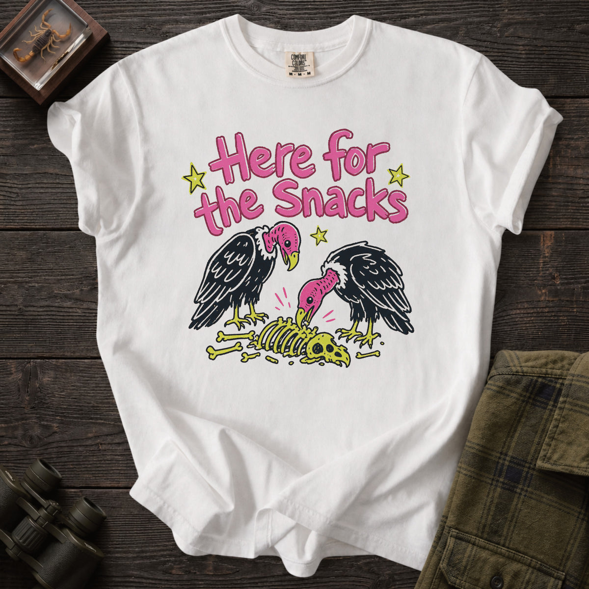 Here for the Snacks Funny Vulture T-Shirt - Unsung Wild